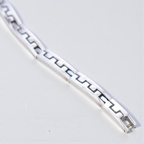 Vintage Taxco Mexico TF-59 Sterling Silver Greek Key Bracelet Chunky 8.5" - Picture 7 of 9